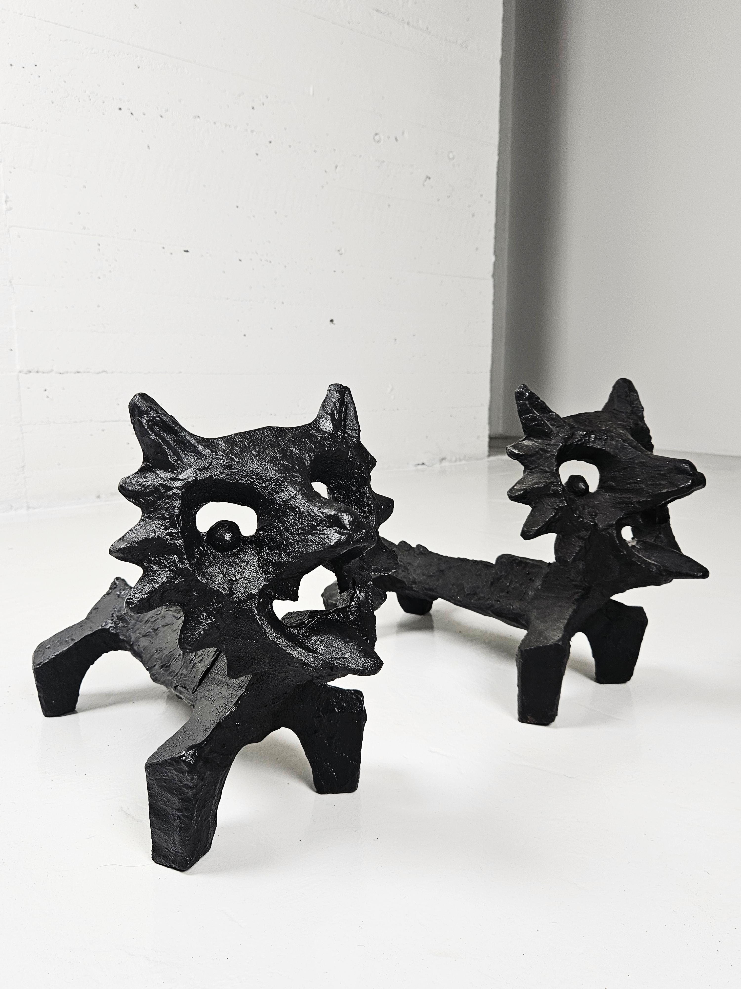 Big sculptural andiron 'The Fox' designed by Olle Hermansson and manufactured by Husqvarna, Sweden, in the middle of the 20th century.

This piece has never been used as an andiron but as a decorative object by the original owner since the 1960s. 
