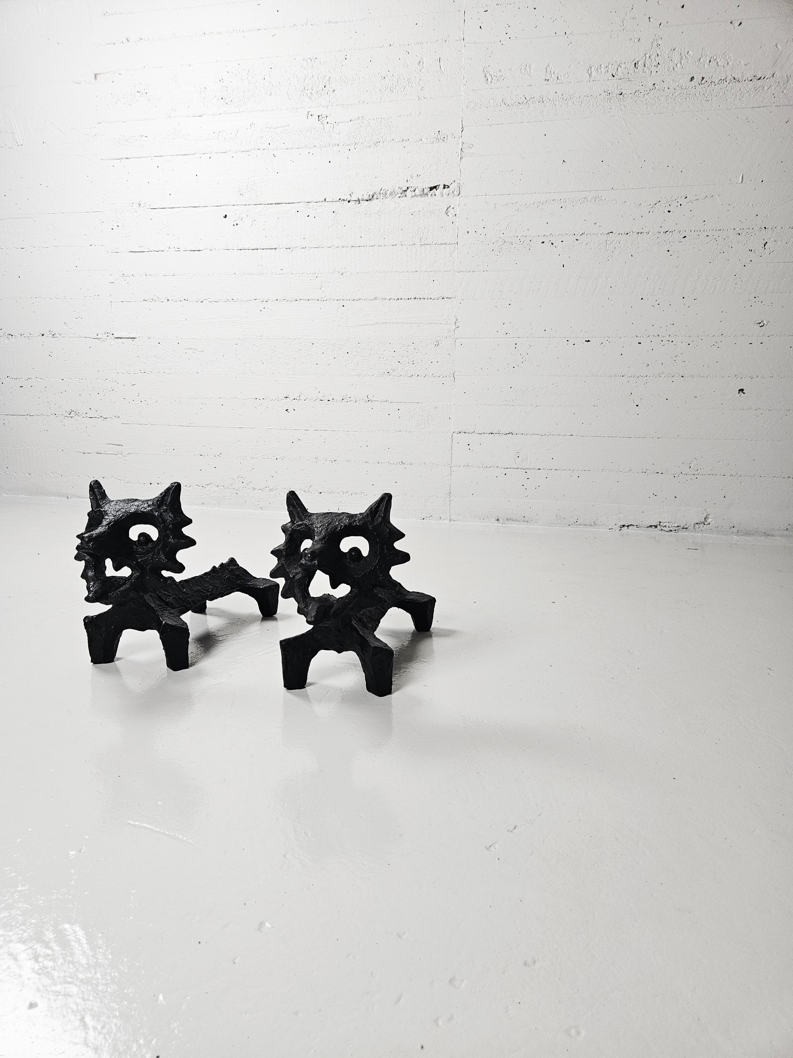 Swedish Midcentury sculptural andiron 'The Fox' by Olle Hermansson, Sweden, 1960s For Sale