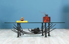 Tavolino scultoreo in bronzo brutalista del Mid Century di Daniel Gluck