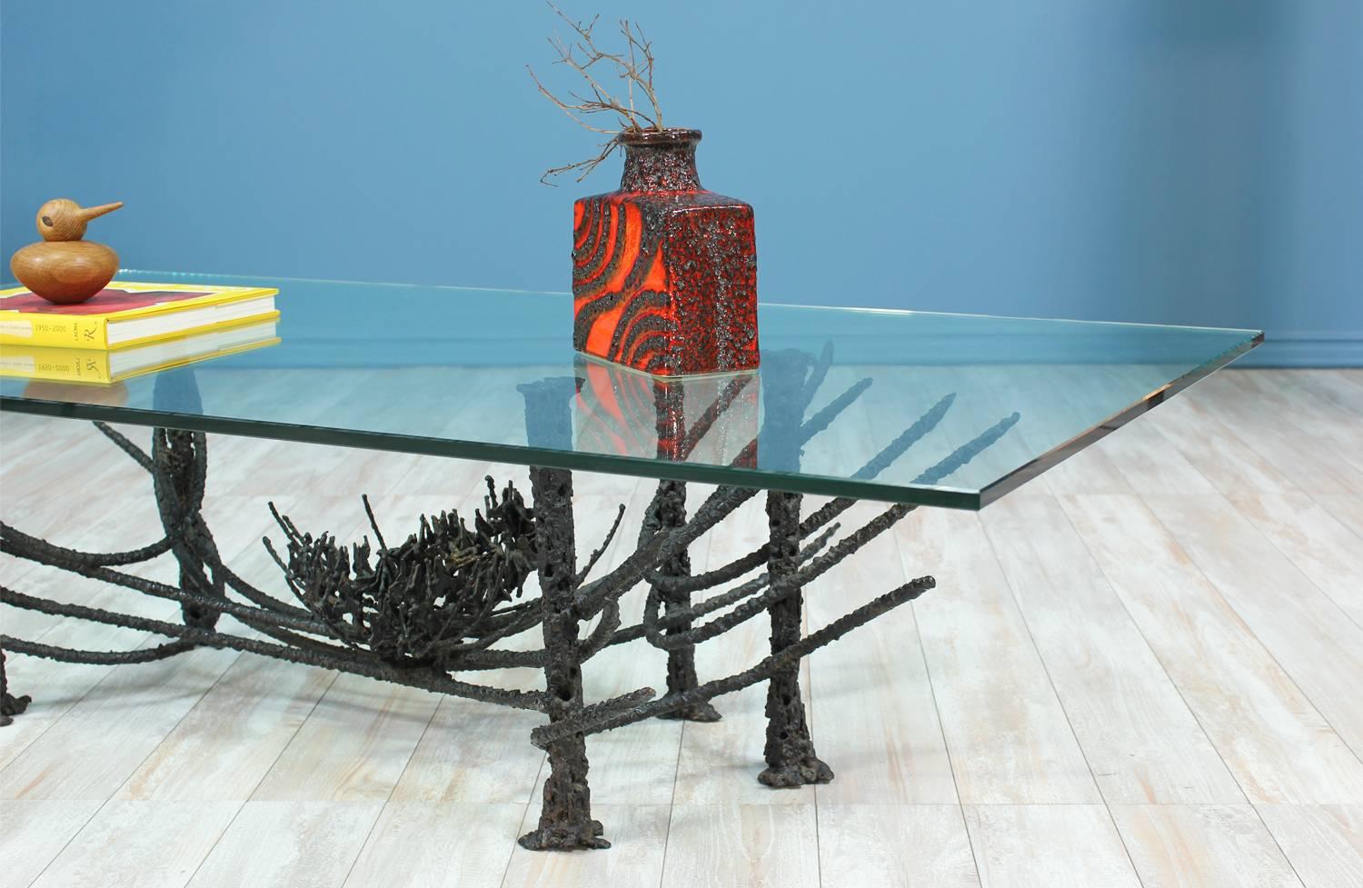 Late 20th Century Mid Century Sculptural Brutalist Bronze Coffee Table by Daniel Gluck For Sale