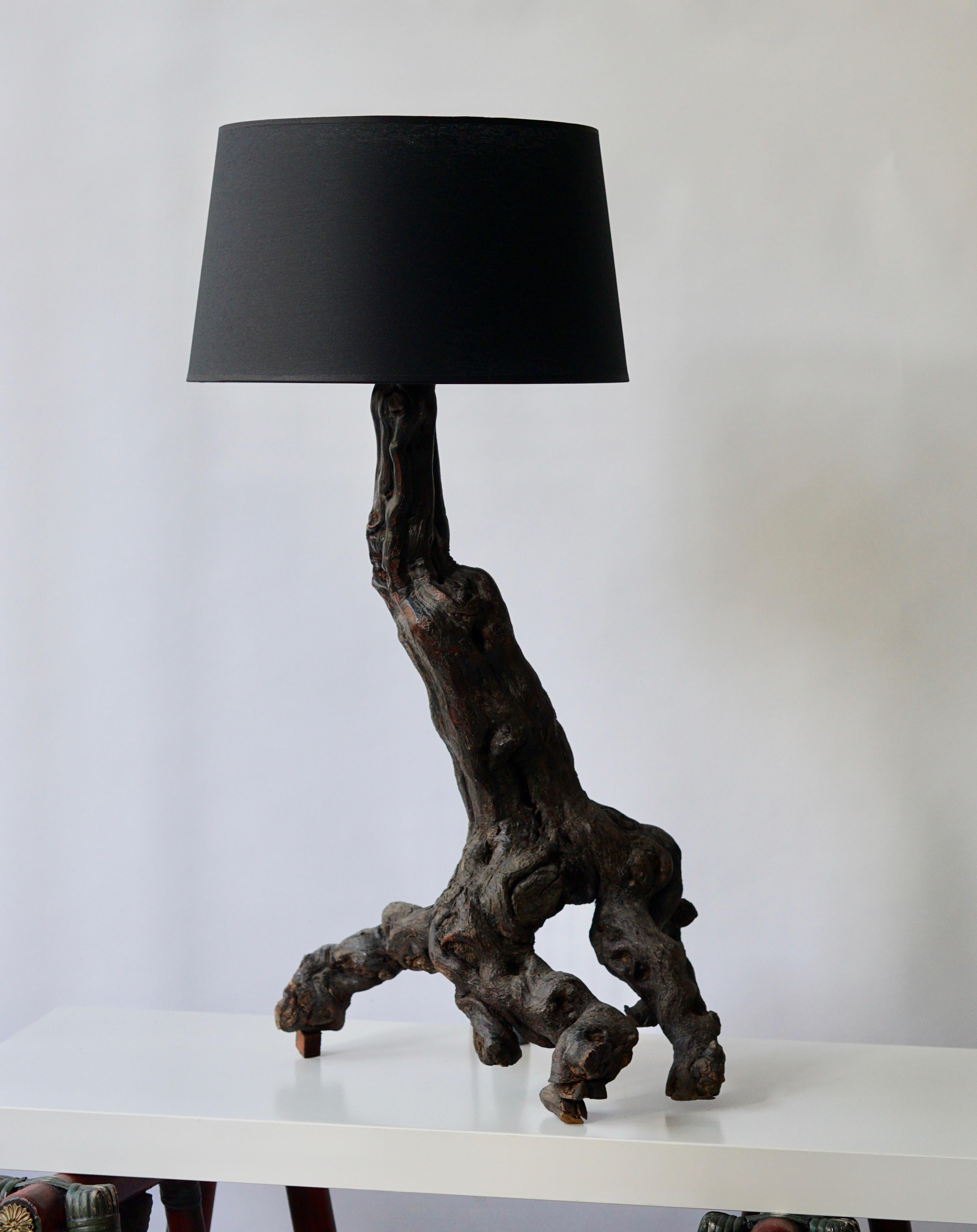 Italian Midcentury Sculptural Burl Lamp