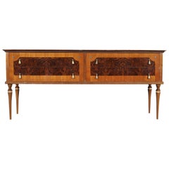 Midcentury Sculptural Burl Sideboard with Glass Top, 1950s