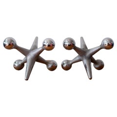 Midcentury Sculptural Chrome Jacks Bookends by Bill Curry