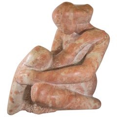 Midcentury Sculptural Nude in Rouge Marble in the Style of Claire McArdle