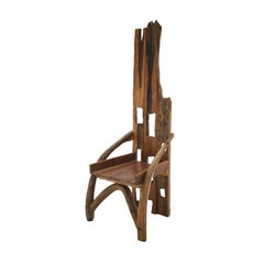 Midcentury Sculptural Olive Wood and Walnut French Chair, 1940s