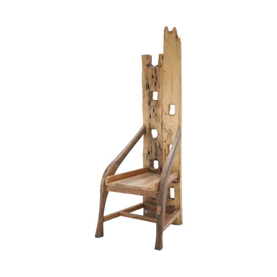 Mid-20th century sculptural chair. Composed of remains of ancient farming implements.
Handmade of olive wood and walnut structure, France, 1940s.

Every item LA Studio offers is checked by our team of 10 craftsmen in our in-house workshop. Special