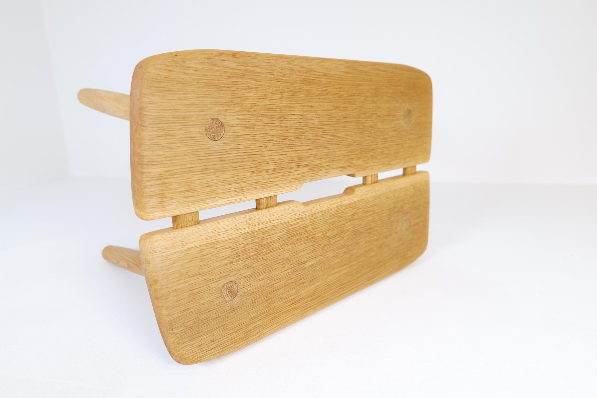 Midcentury Sculptural Stool in Solid Oak by Carl Gustaf Boulogner Sweden 1950s For Sale 7