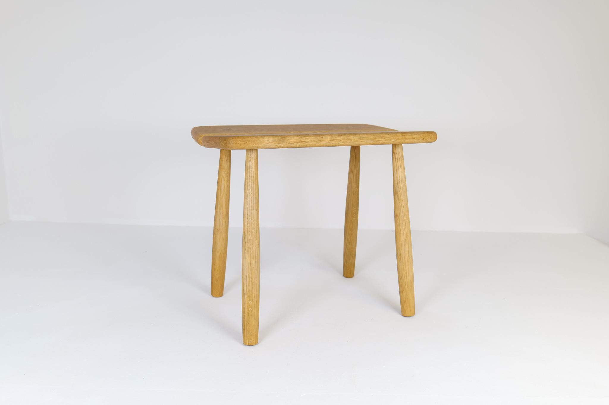 Mid-Century Modern Midcentury Sculptural Stool in Solid Oak by Carl Gustaf Boulogner Sweden 1950s For Sale