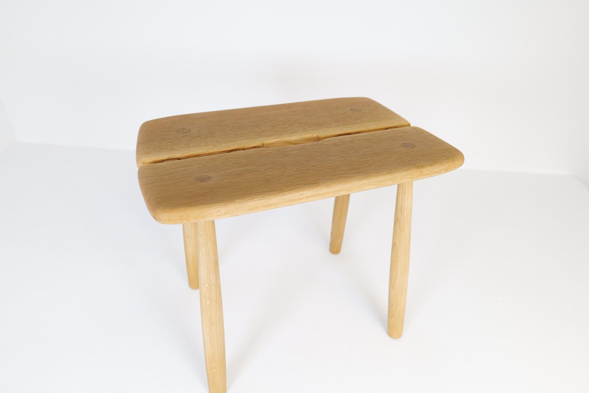 Mid-20th Century Midcentury Sculptural Stool in Solid Oak by Carl Gustaf Boulogner Sweden 1950s For Sale