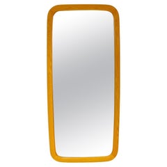 Midcentury Sculptural Wall Mirror, Oak, Crystal Glass, Fröseke Sweden 1960s
