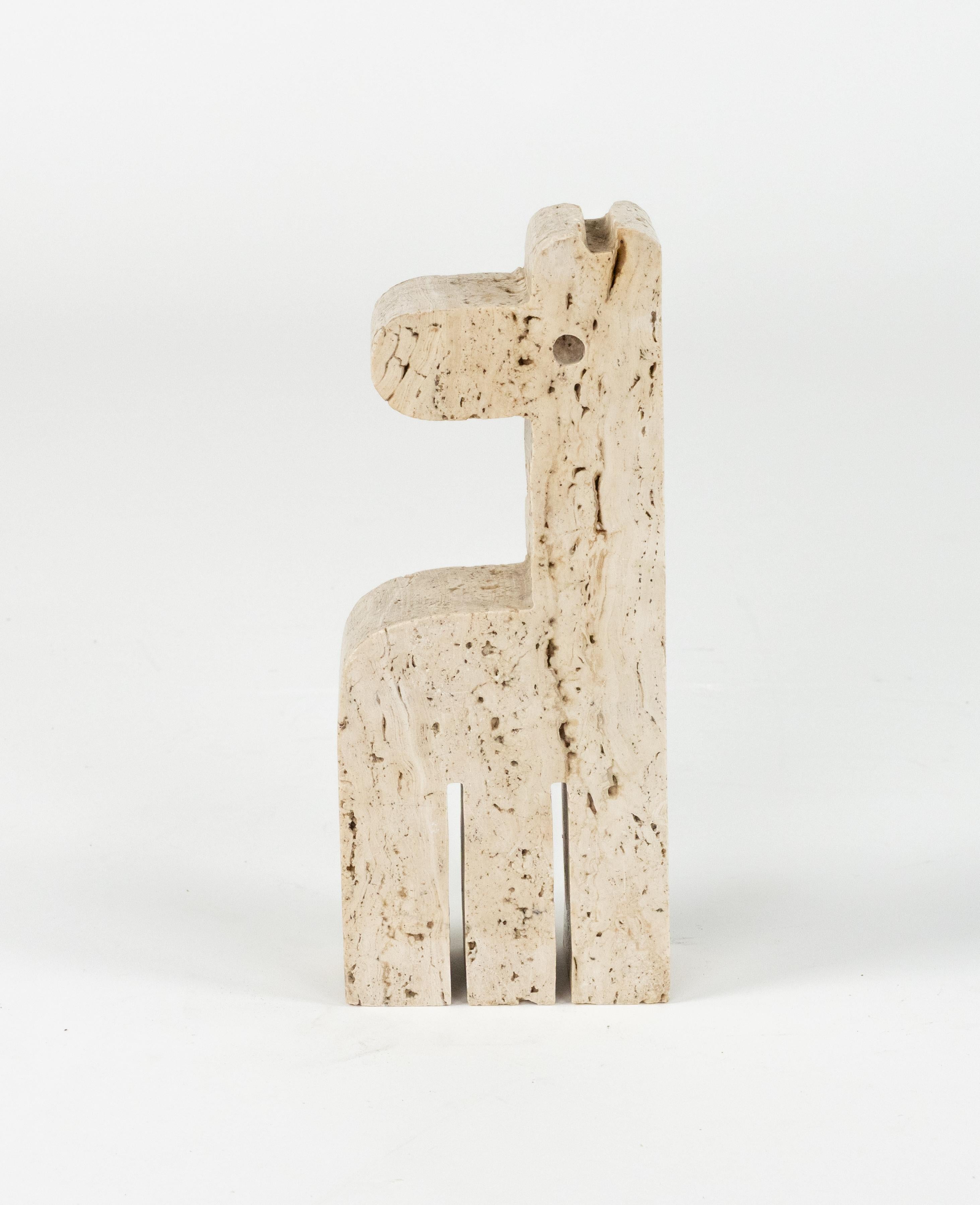 Mid-Century Modern Midcentury Sculpture Giraffe in Travertine by Fratelli Mannelli, Italy 1970s For Sale