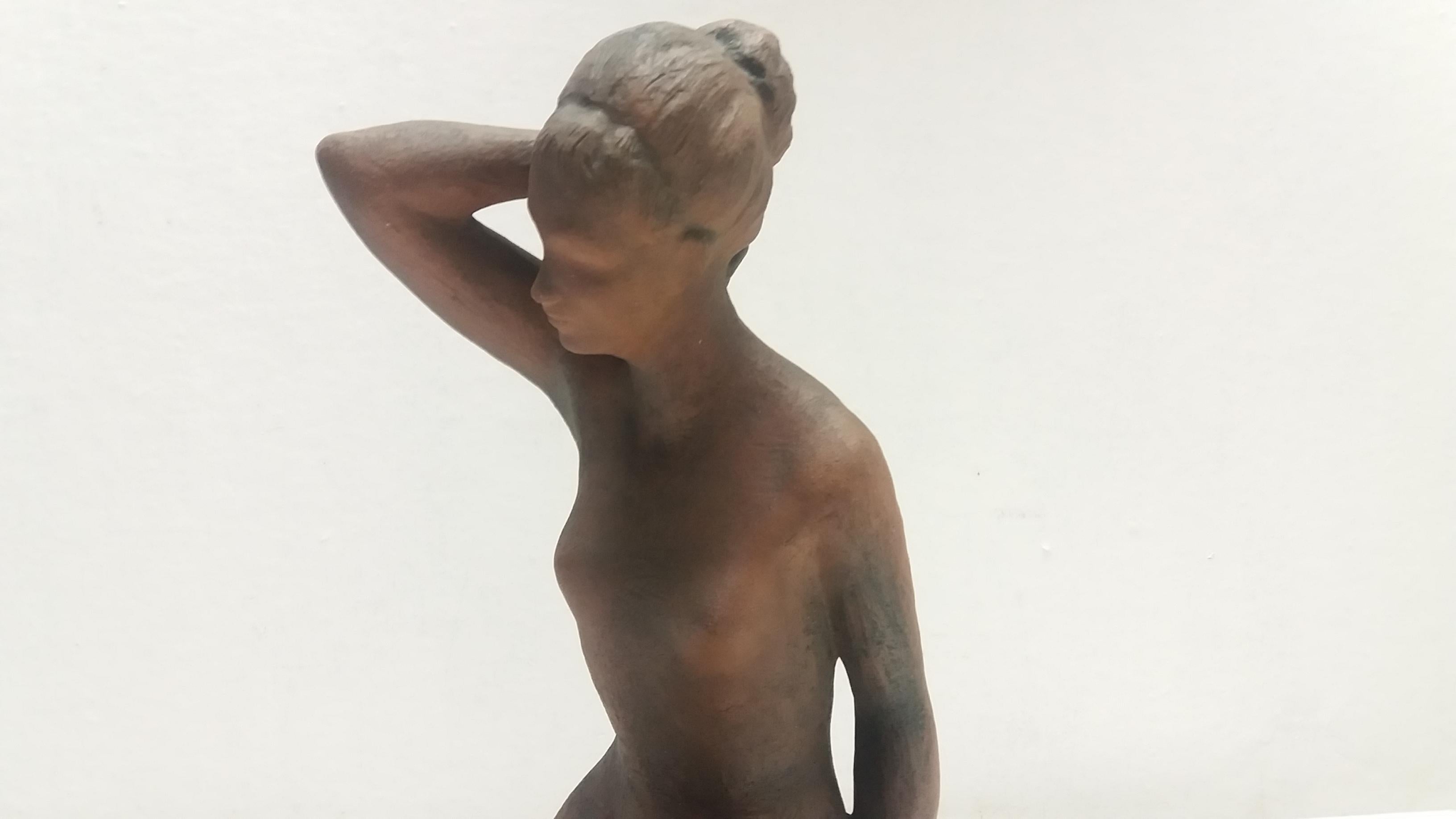 Midcentury Sculpture of Nude Setting Women Designed by Jitka Forejtová, 1960s 2