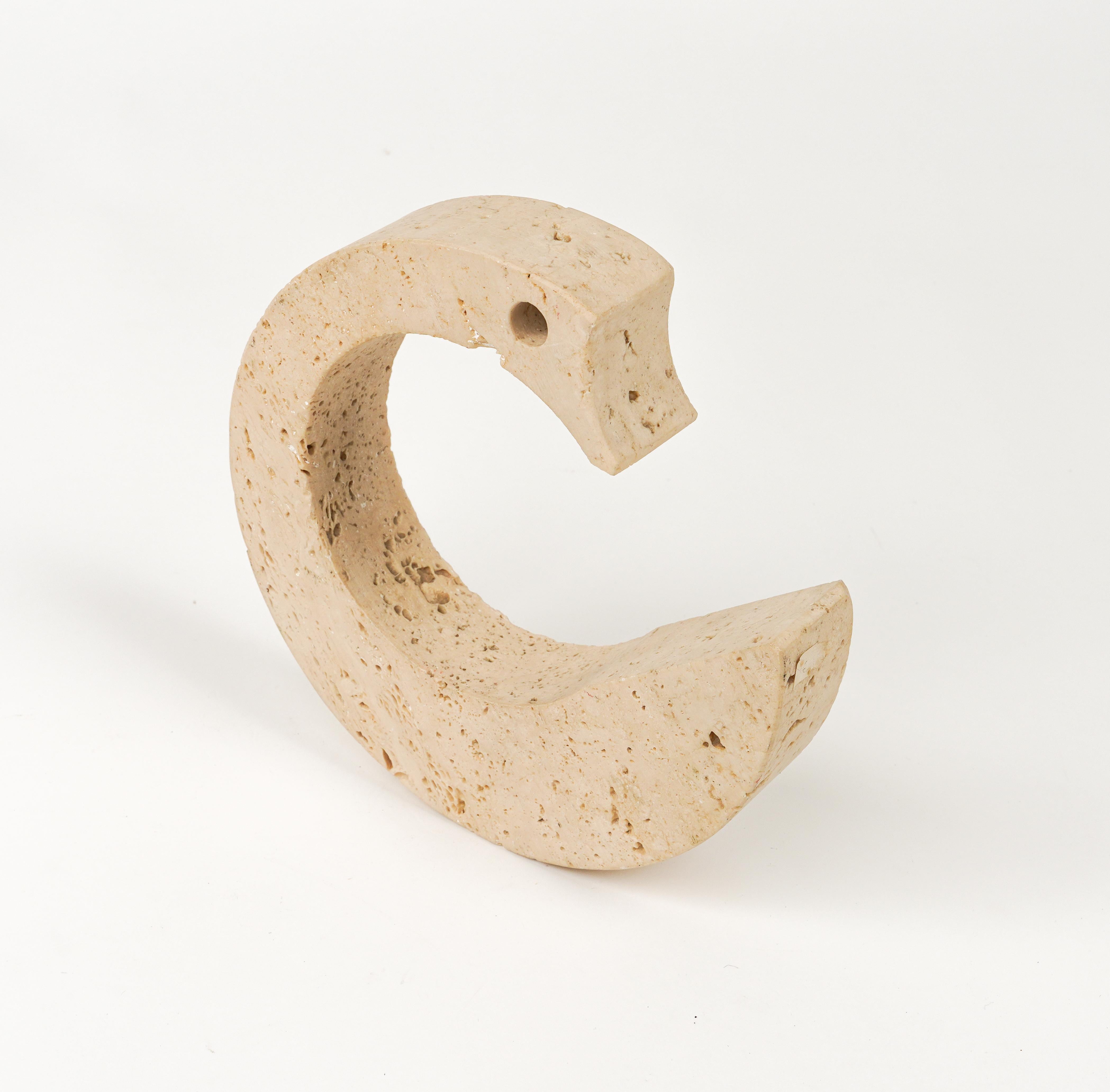 Midcentury Sculpture Swan Figure in Travertine by Fratelli Mannelli, Italy 1970s In Good Condition For Sale In Rome, IT