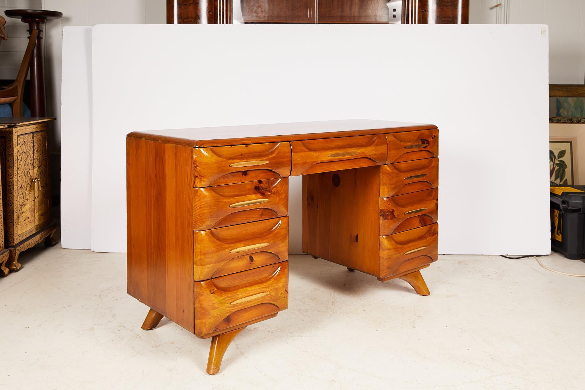 Midcentury Sculptured Pine Desk by the Franklin Shockey Company 1