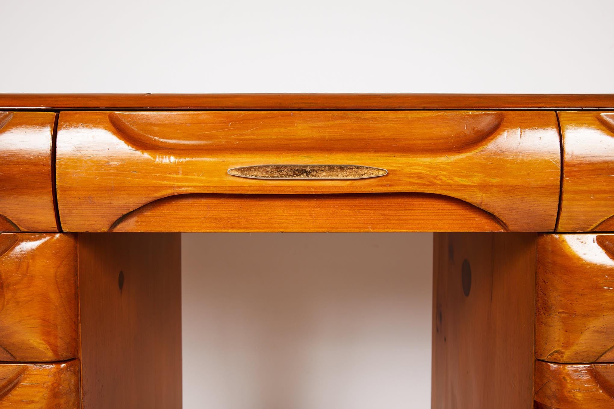 Midcentury Sculptured Pine Desk by the Franklin Shockey Company 2