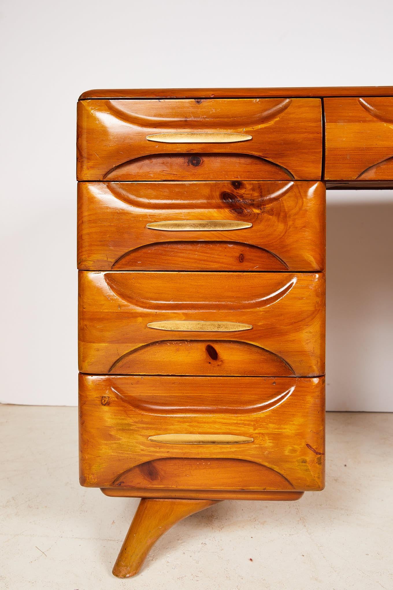 Midcentury Sculptured Pine Desk by the Franklin Shockey Company 3