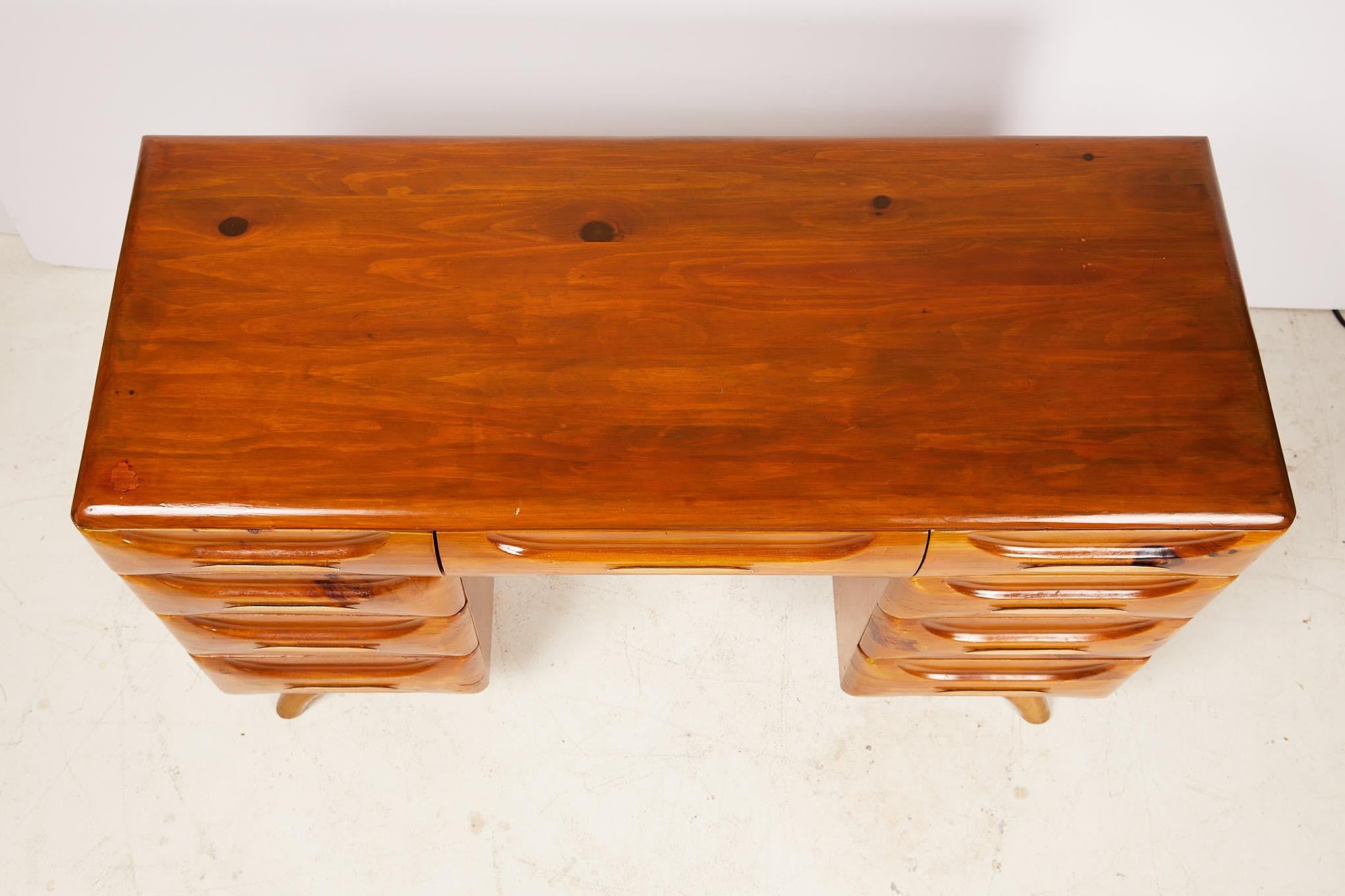 Midcentury Sculptured Pine Desk by the Franklin Shockey Company 6