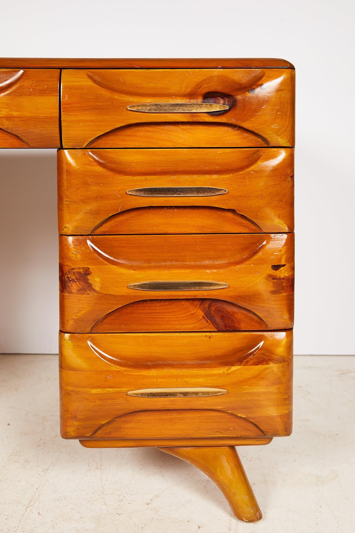 20th Century Midcentury Sculptured Pine Desk by the Franklin Shockey Company