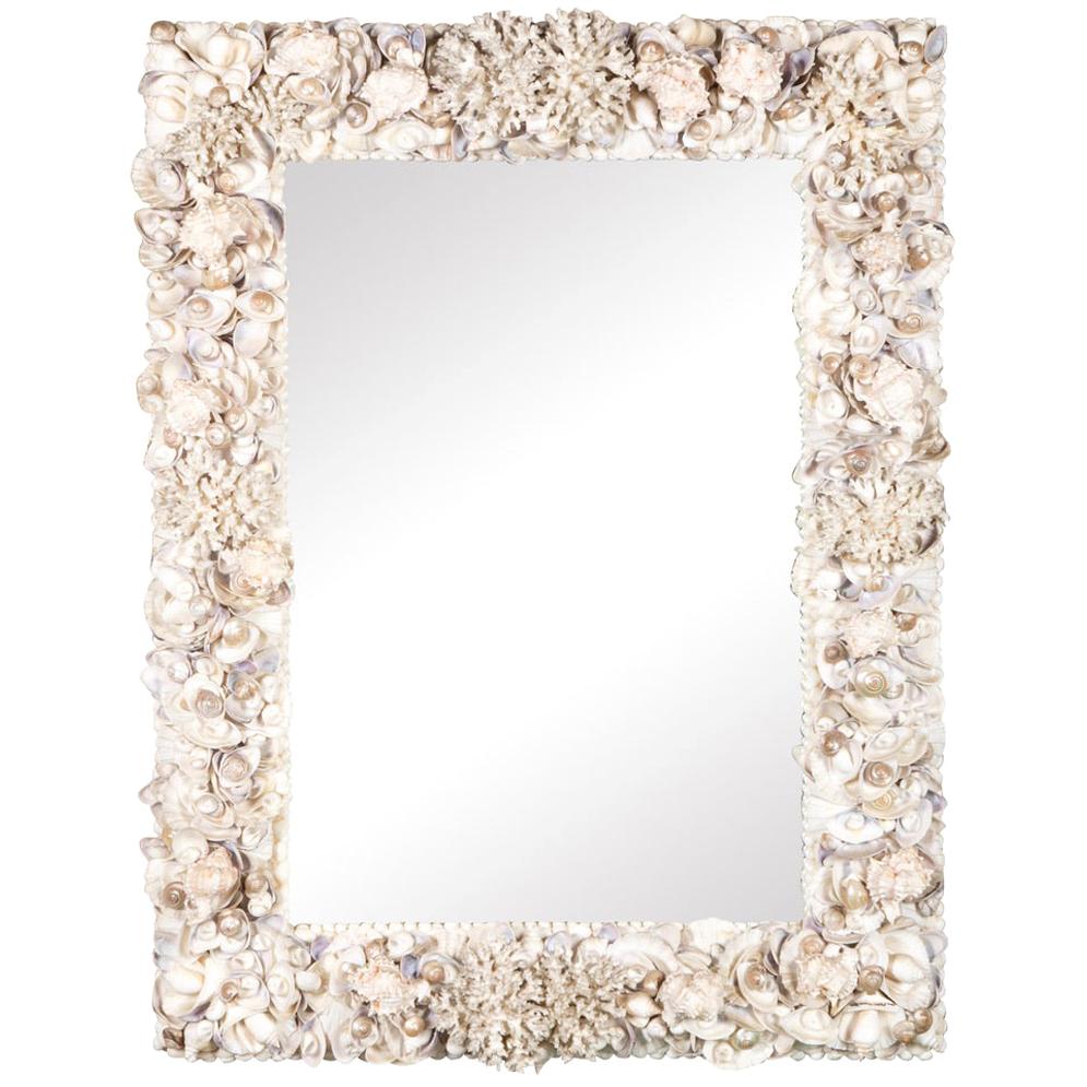 Midcentury Sea Shell and Coral Wall Mirror