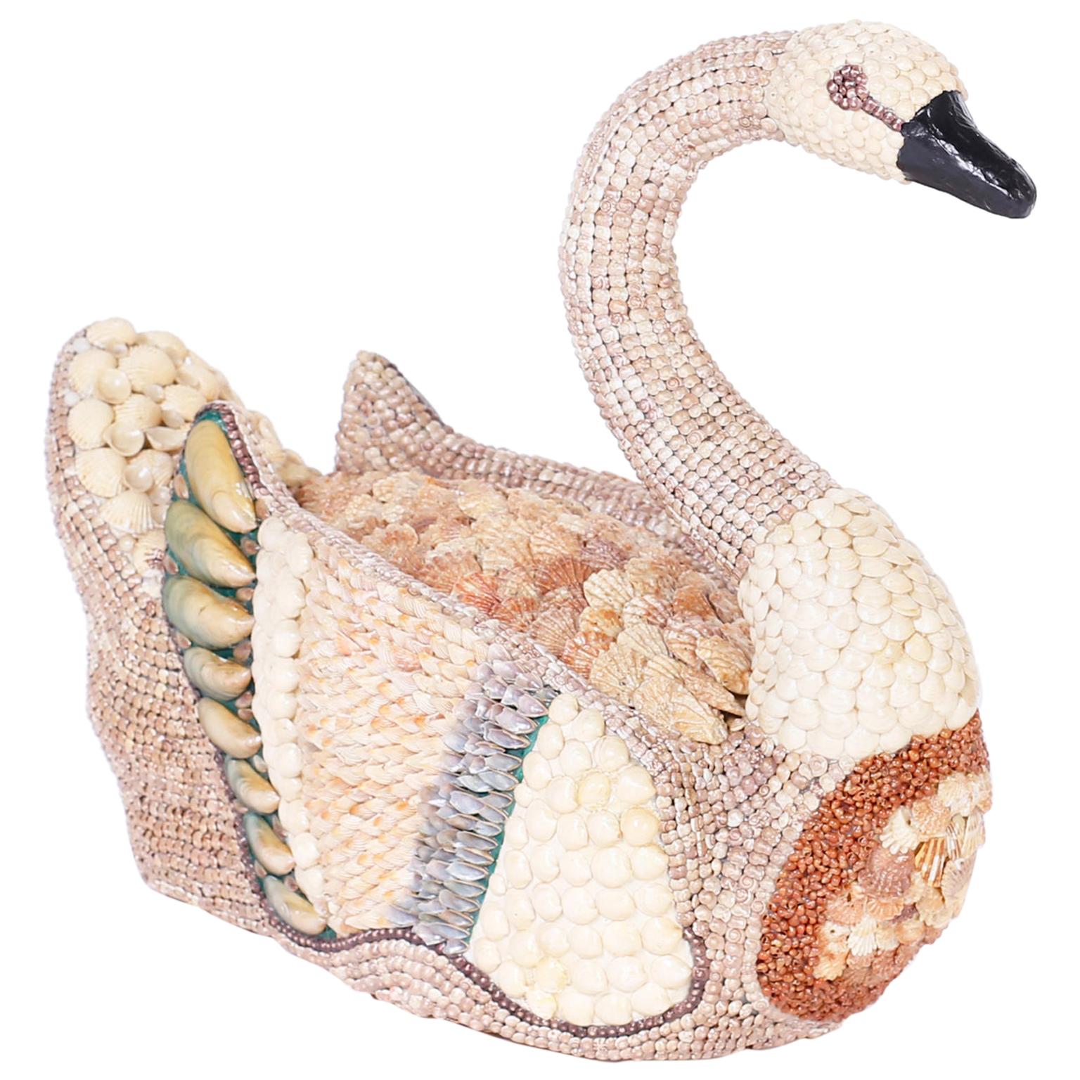 Midcentury Sea Shell Encrusted Swan