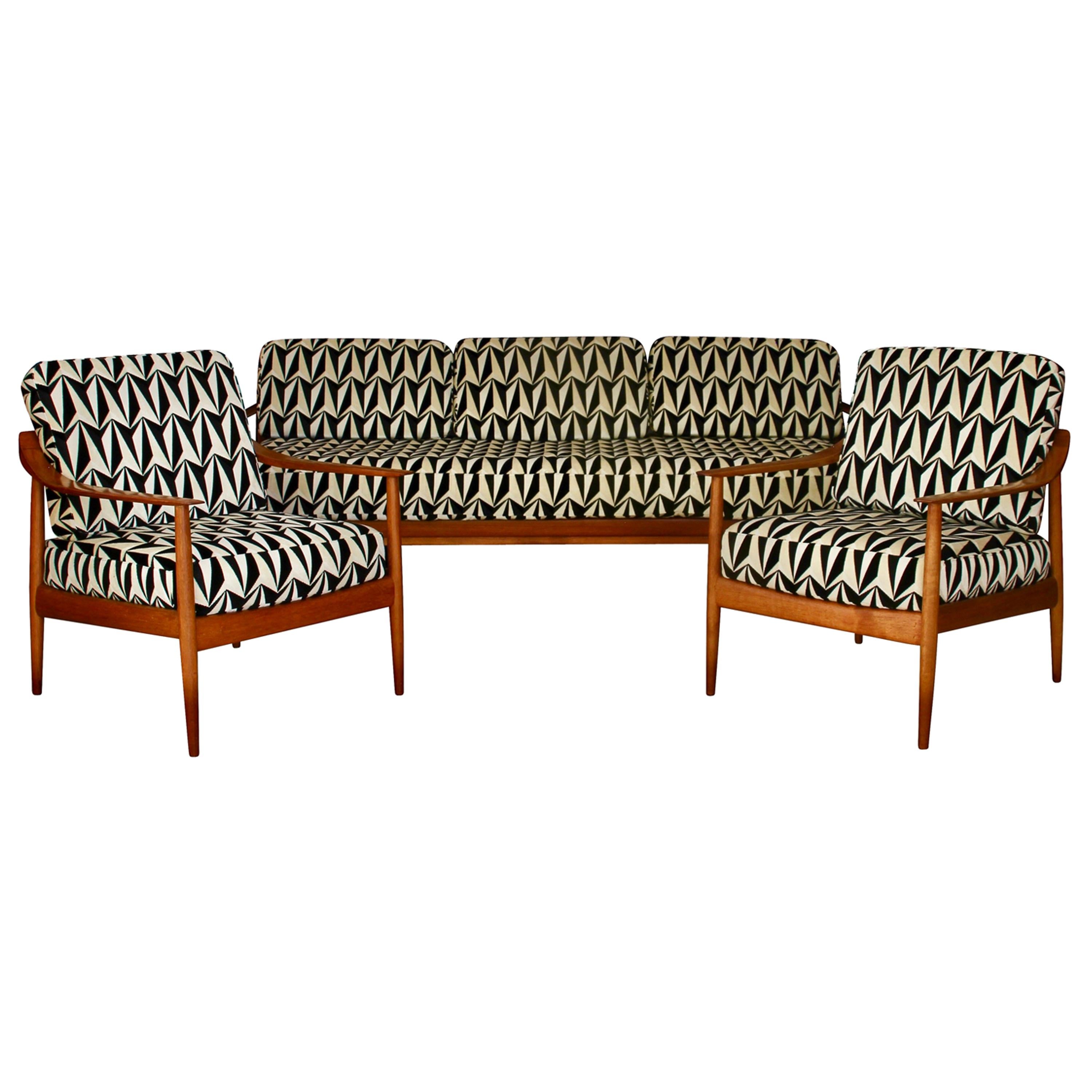 Seating Group by Knoll, Teak wood, Reupholstery, Germany, 1950s