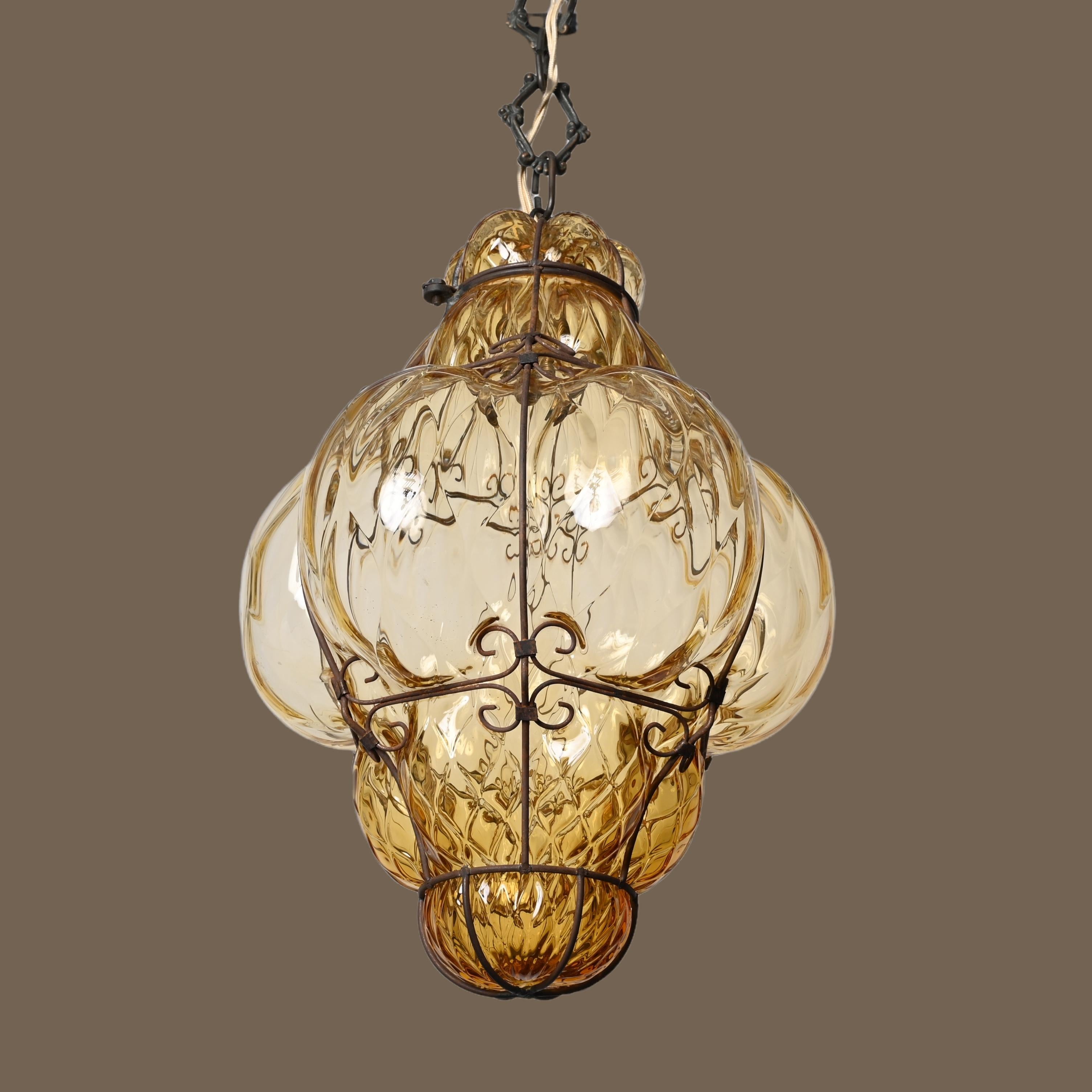 amber glass pendant light