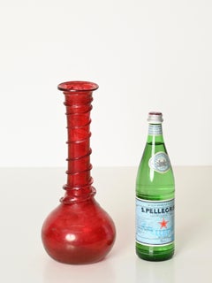 Midcentury Seguso Vetri d'Arte Large Red "Scavo" Murano Glass Italian Vase, 1960