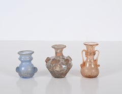 Midcentury Seguso Vetri d'Arte "Scavo" Murano Glass Italian Vase Set, 1960s