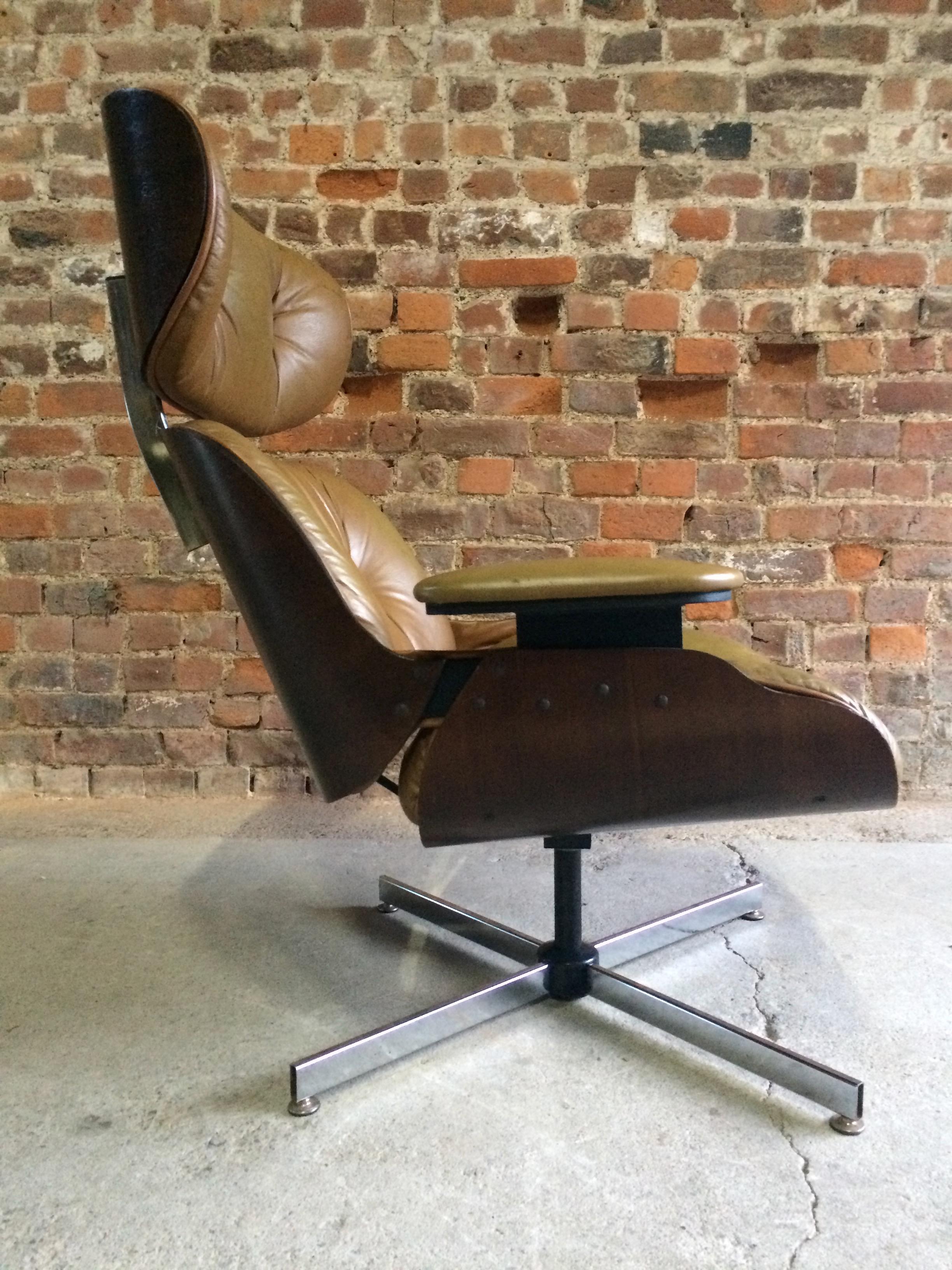 Midcentury Selig Plycraft Lounge Chair & Ottoman, circa 1960s 2