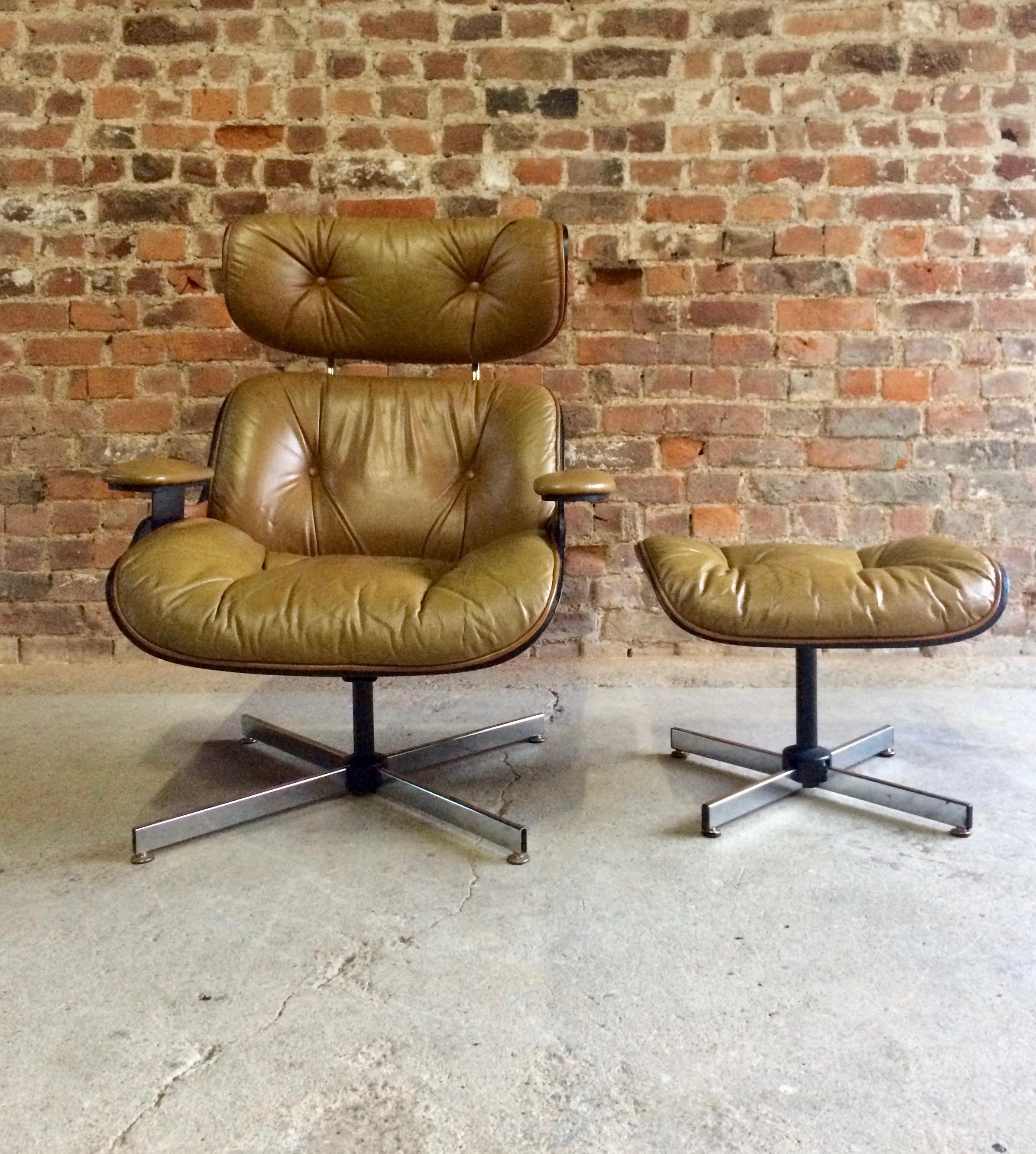 American Midcentury Selig Plycraft Lounge Chair & Ottoman, circa 1960s