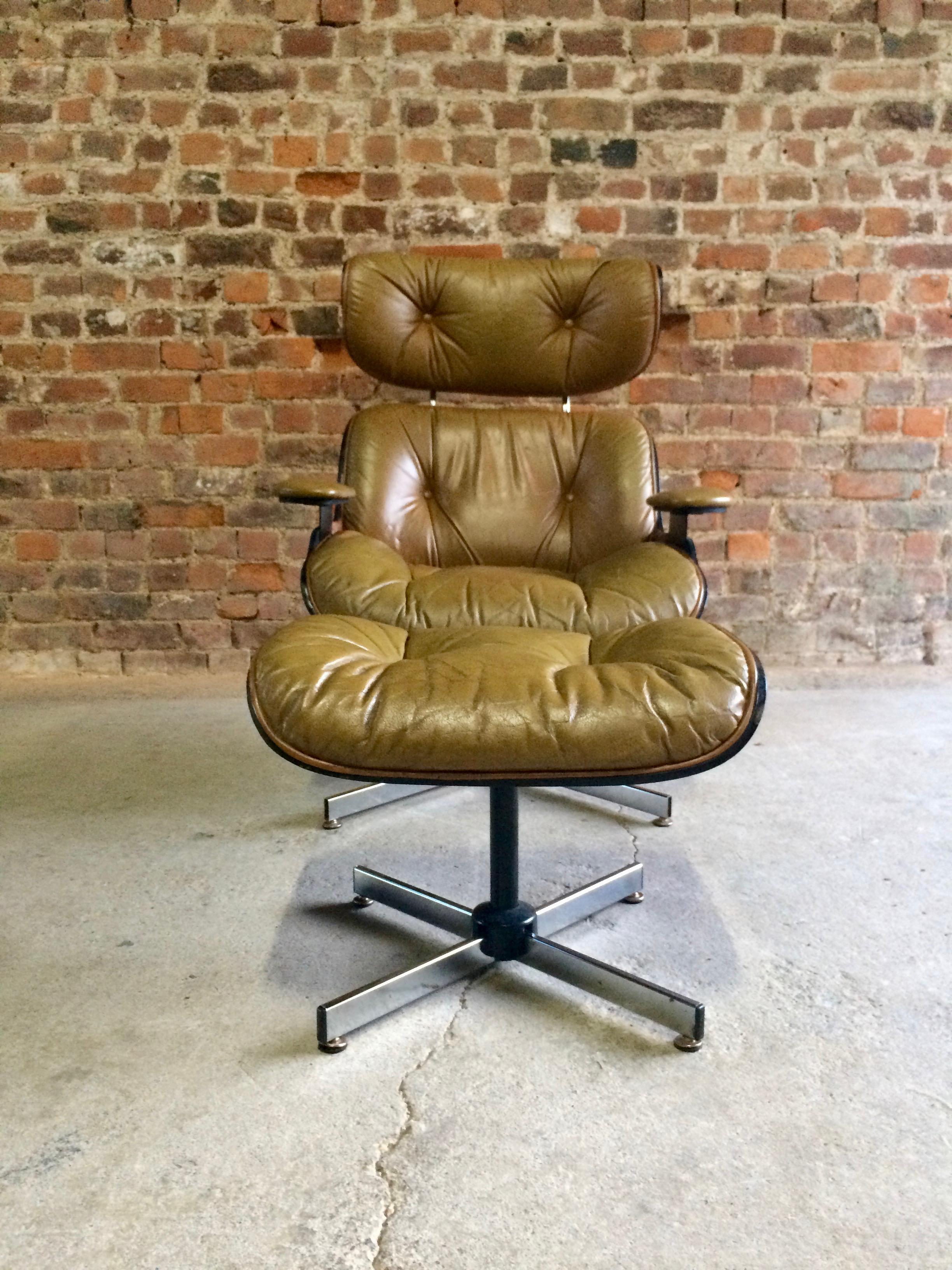 Mid-20th Century Midcentury Selig Plycraft Lounge Chair & Ottoman, circa 1960s