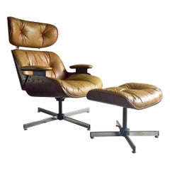 Midcentury Selig Plycraft Lounge Chair & Ottoman, circa 1960s