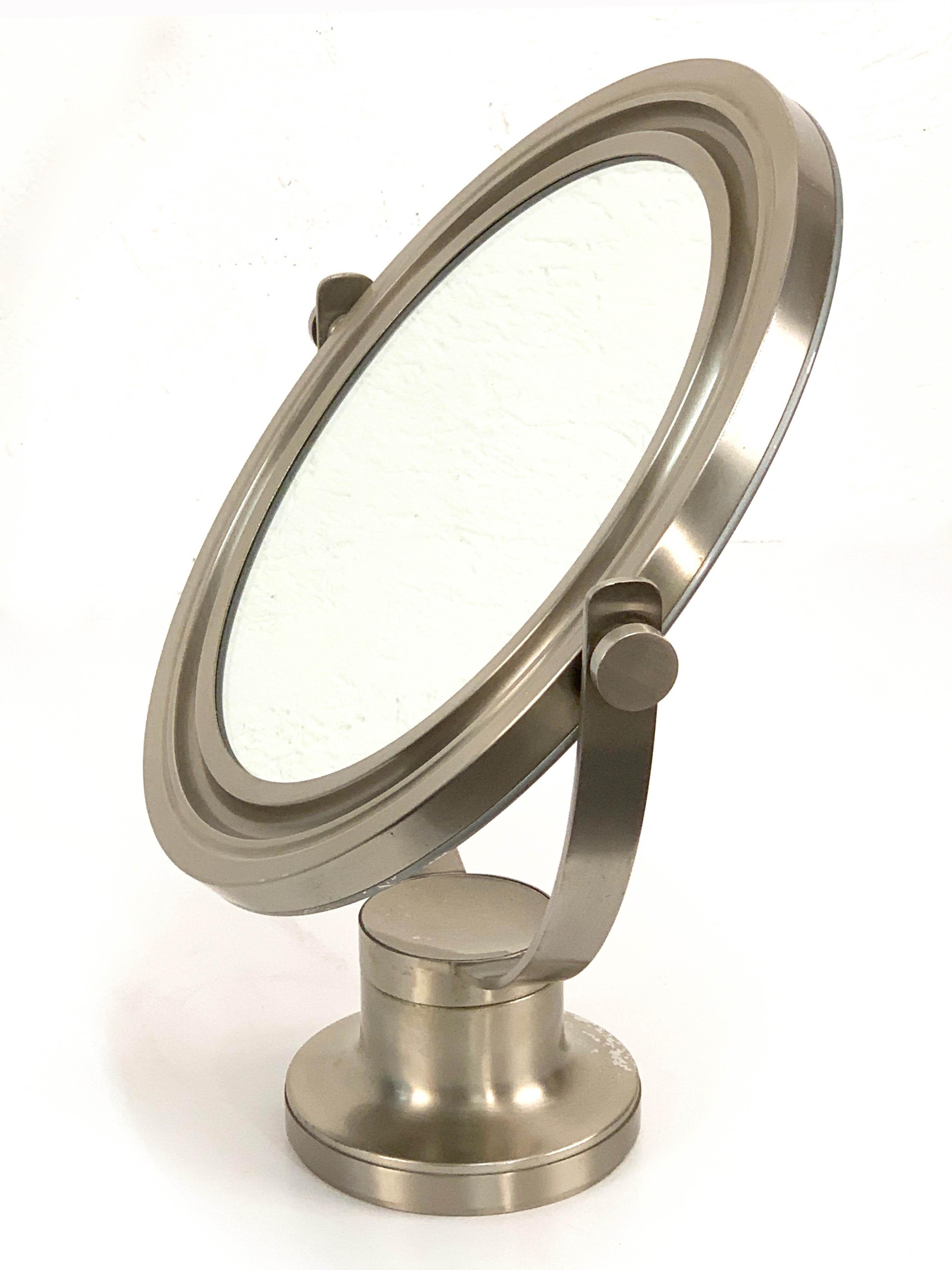 Midcentury Sergio Mazza Round Italian Table Mirror 