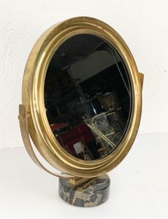 Midcentury Sergio Mazza Round Italian Table Mirror "Narciso" for Artemide, 1960s