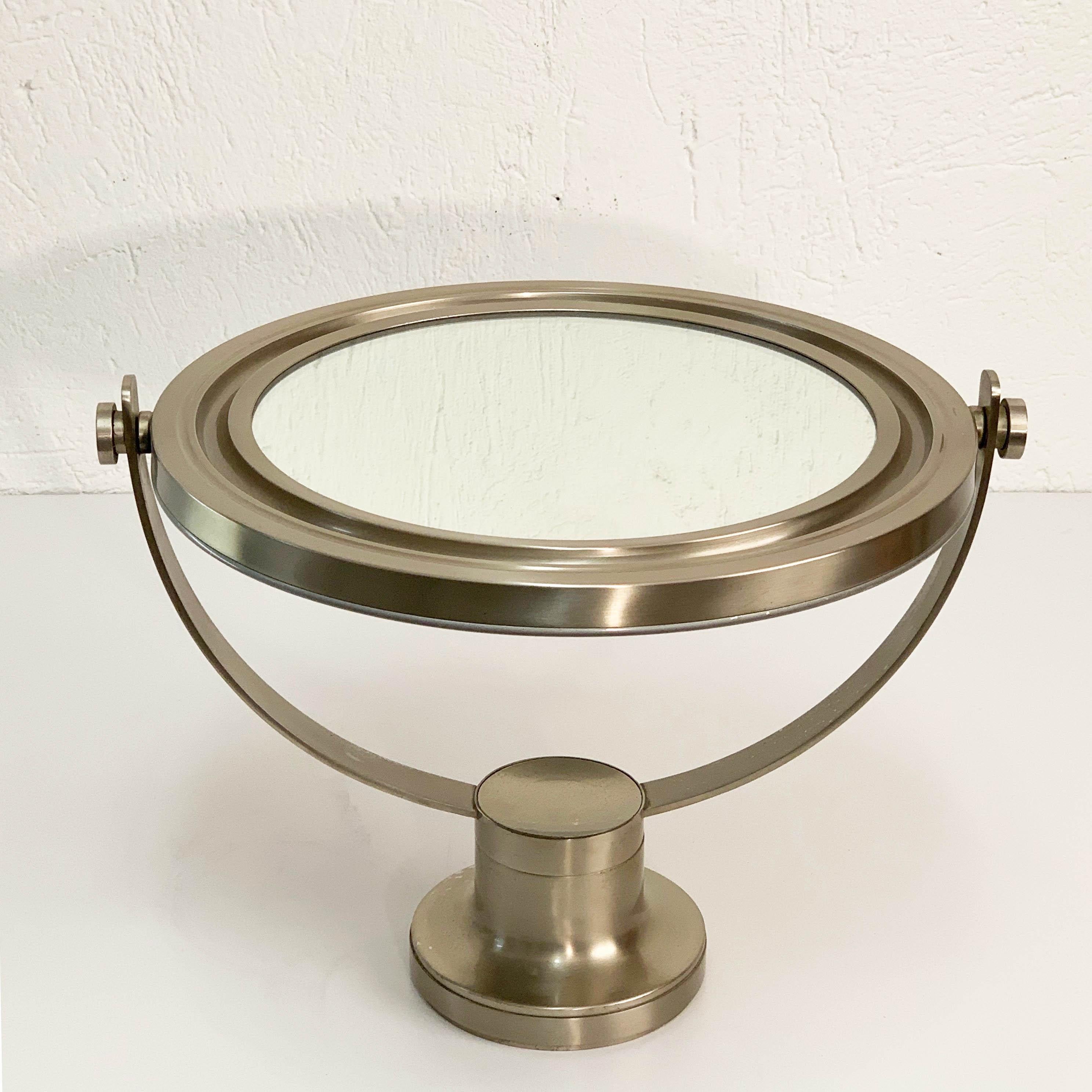 Midcentury Sergio Mazza Round Italian Table Mirror 