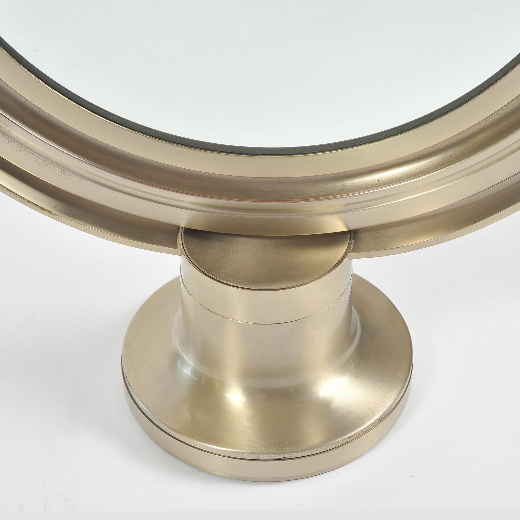 Polished Midcentury Sergio Mazza Round Italian Table Mirror 
