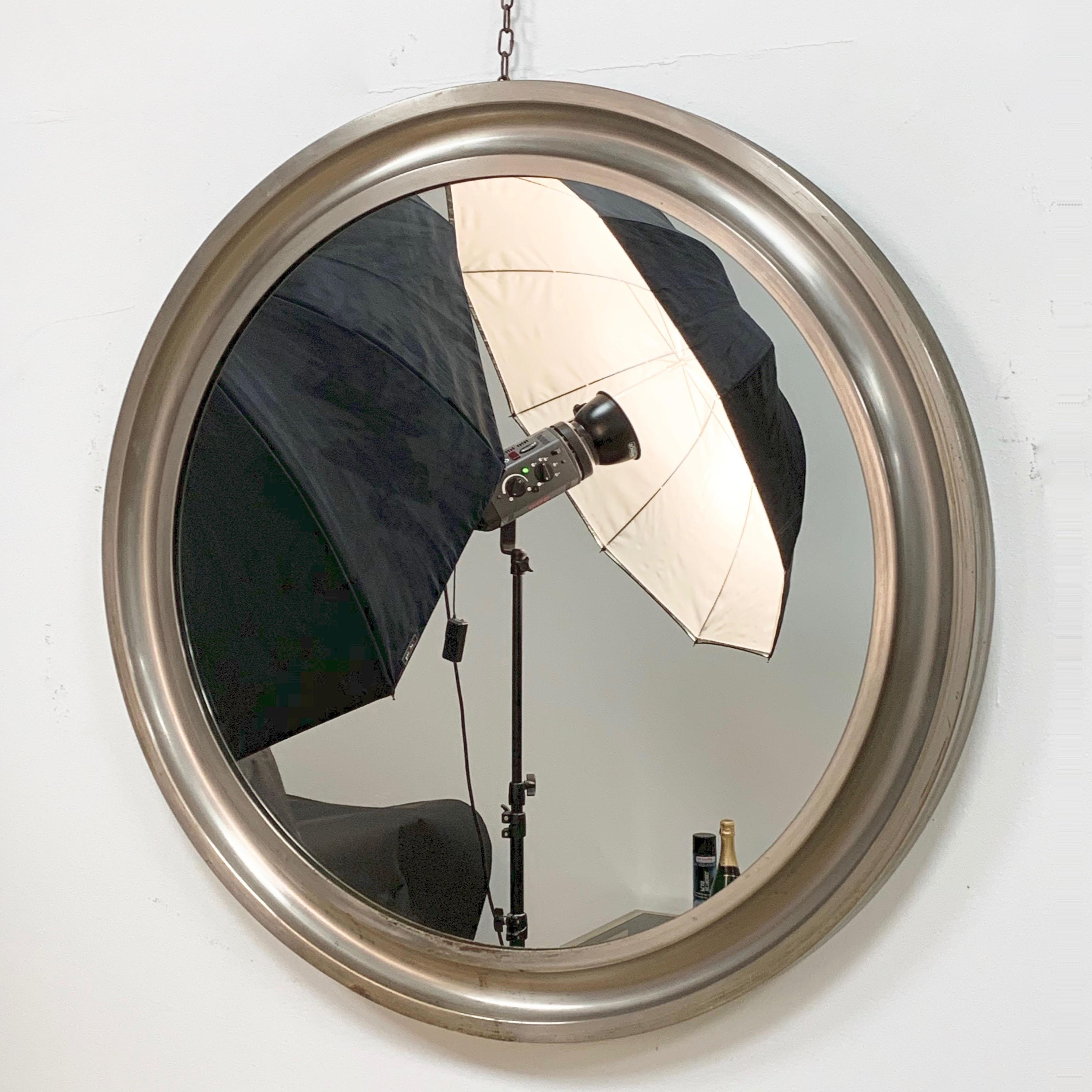 Midcentury Sergio Mazza Round Italian Wall Mirror 