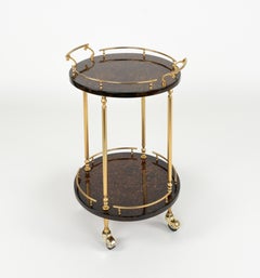 Barwagen aus der Mitte des Jahrhunderts aus Ziegenleder und Messing von Aldo Tura, Italien 1960er Jahre