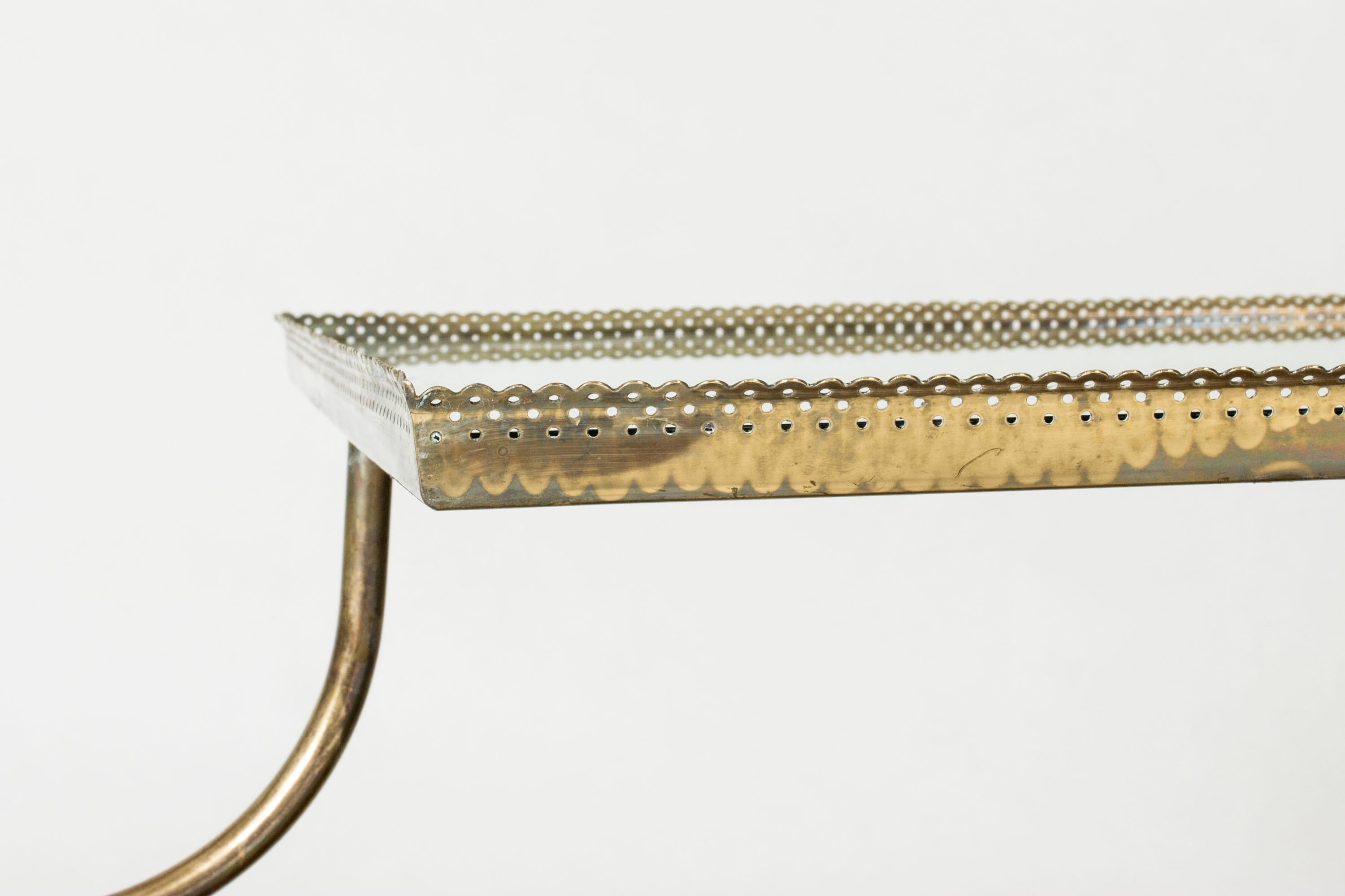Brass Midcentury Serving Cart by Josef Frank, Svenskt Tenn, Sweden, 1950s For Sale