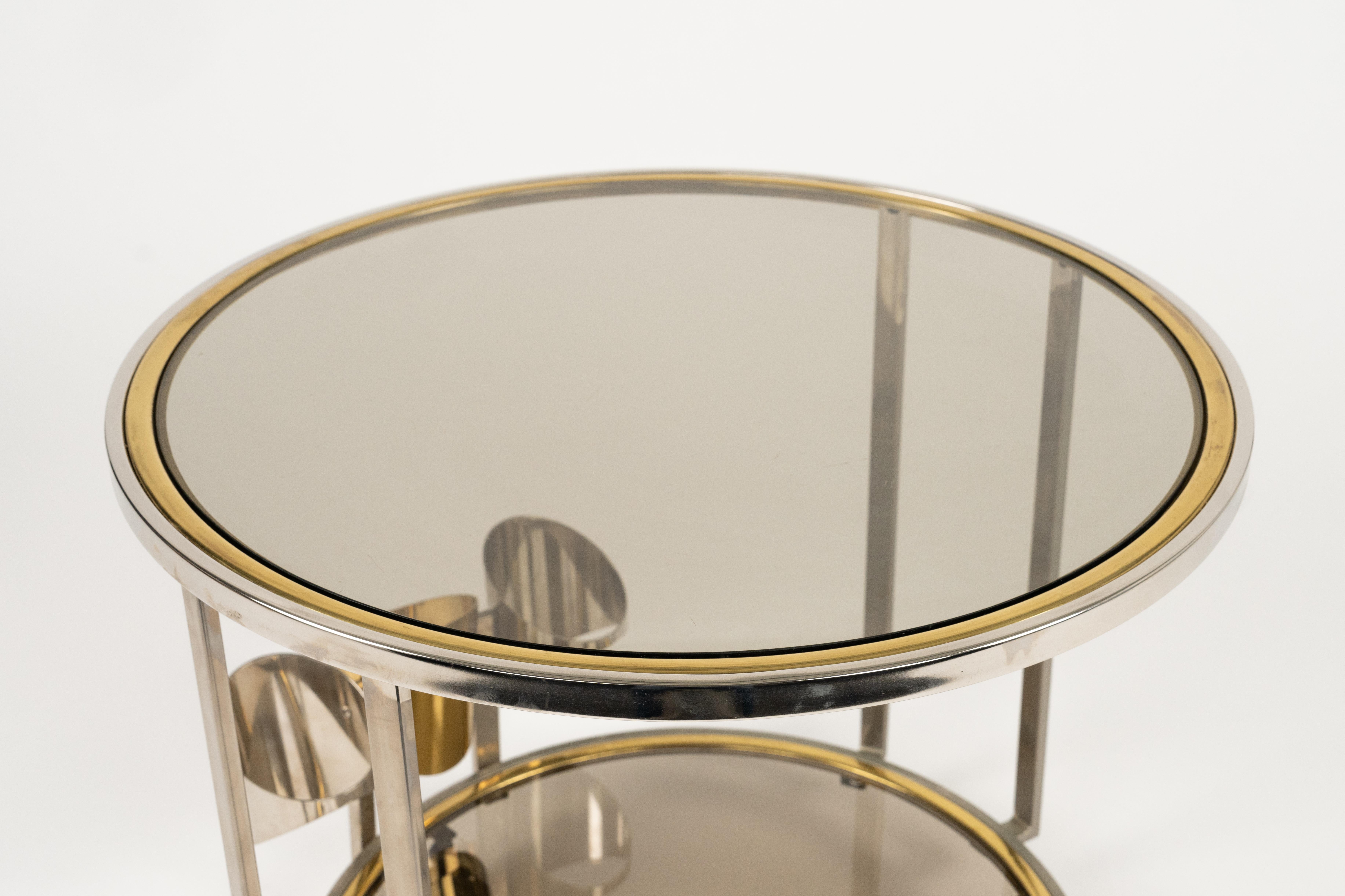 Chariot de service du milieu du siècle dernier en laiton, chrome et verre de style Romeo Rega, Italie 1970 en vente 11