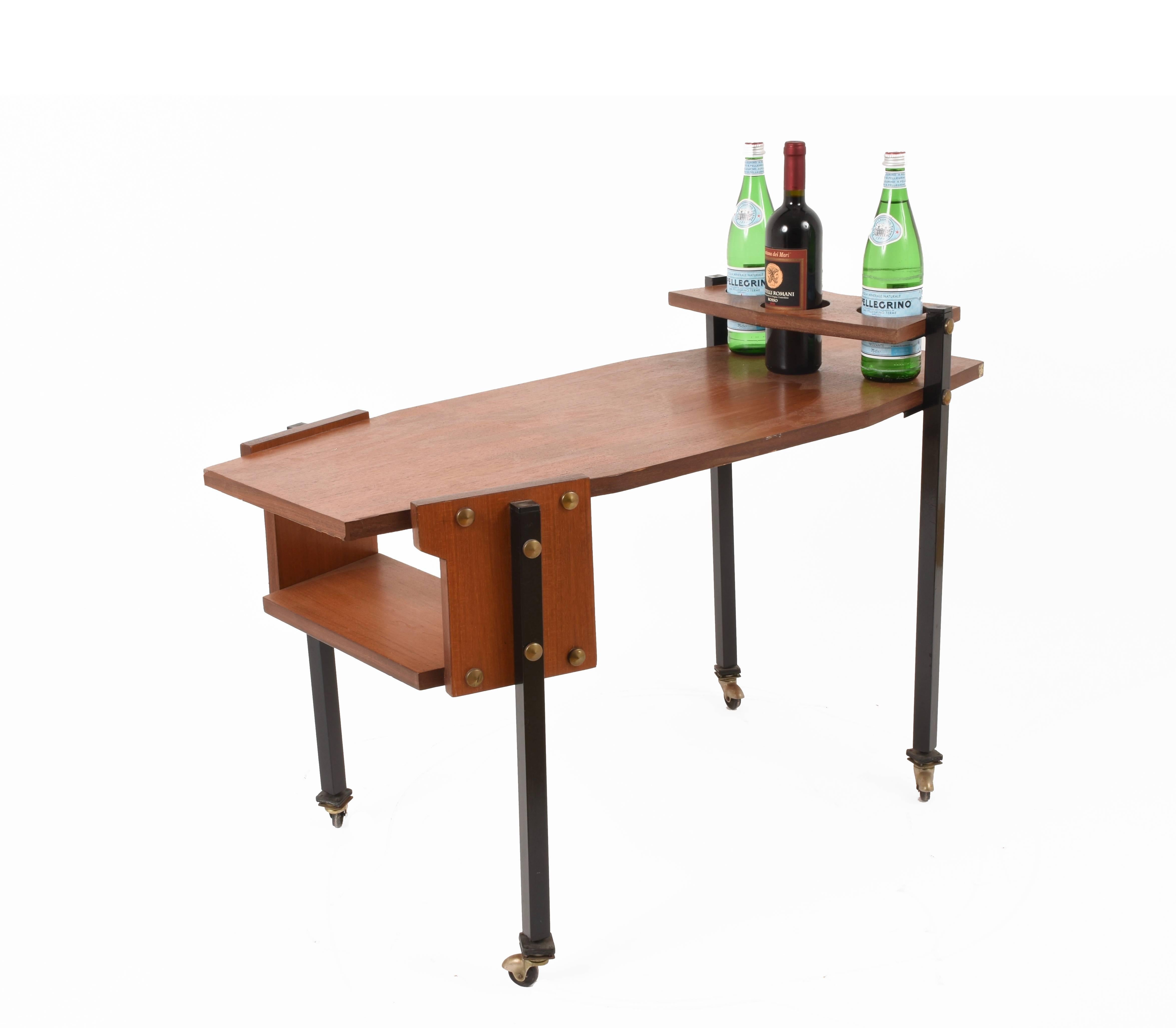 bar cart with bottle holders
