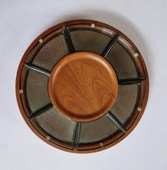 Assiette de service en teck et verre du milieu du siècle dernier, Suède, 1970