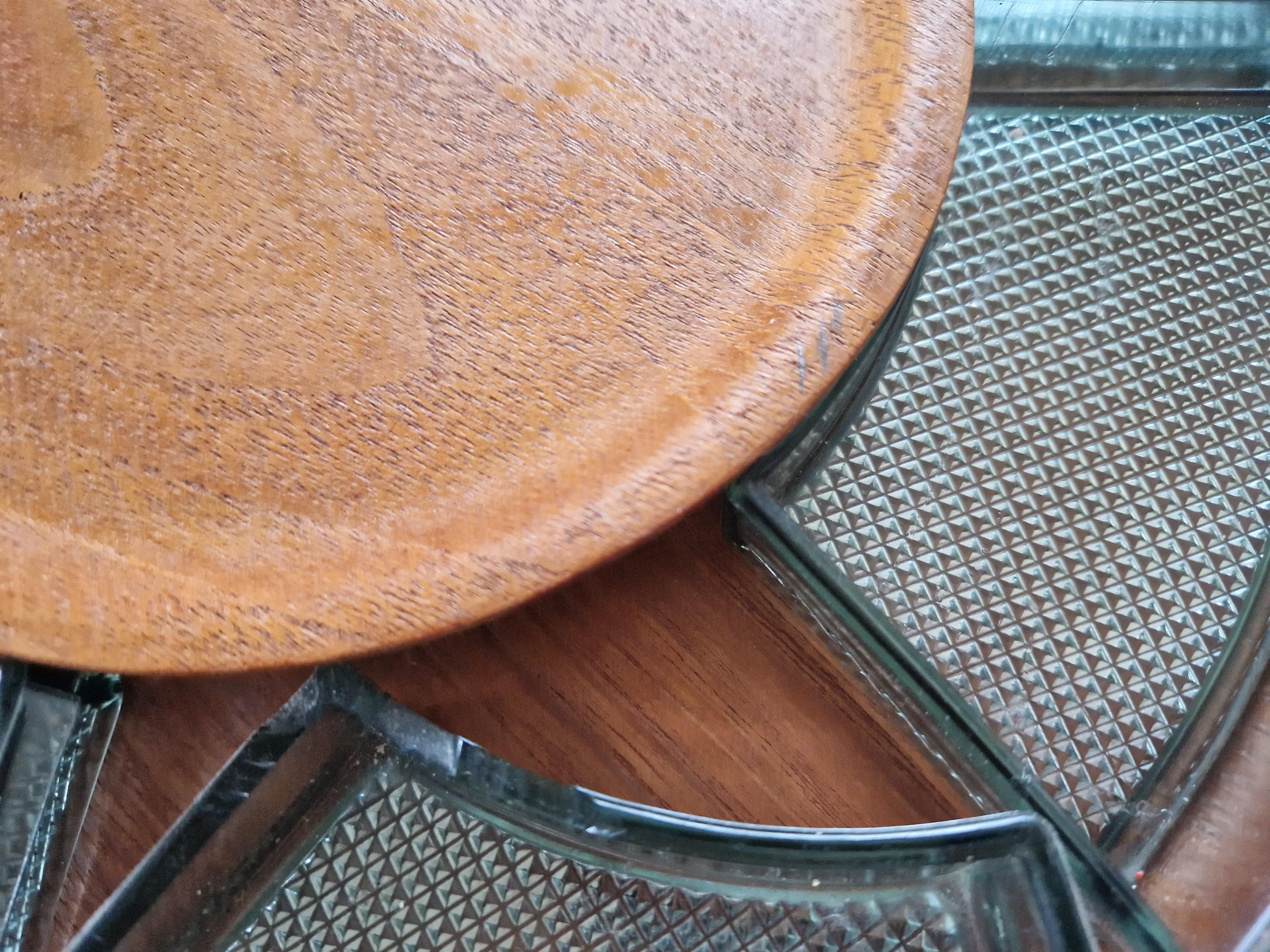 Midcentury Serving Teak and Glass Plate, Sweden, 1970s. For Sale 3