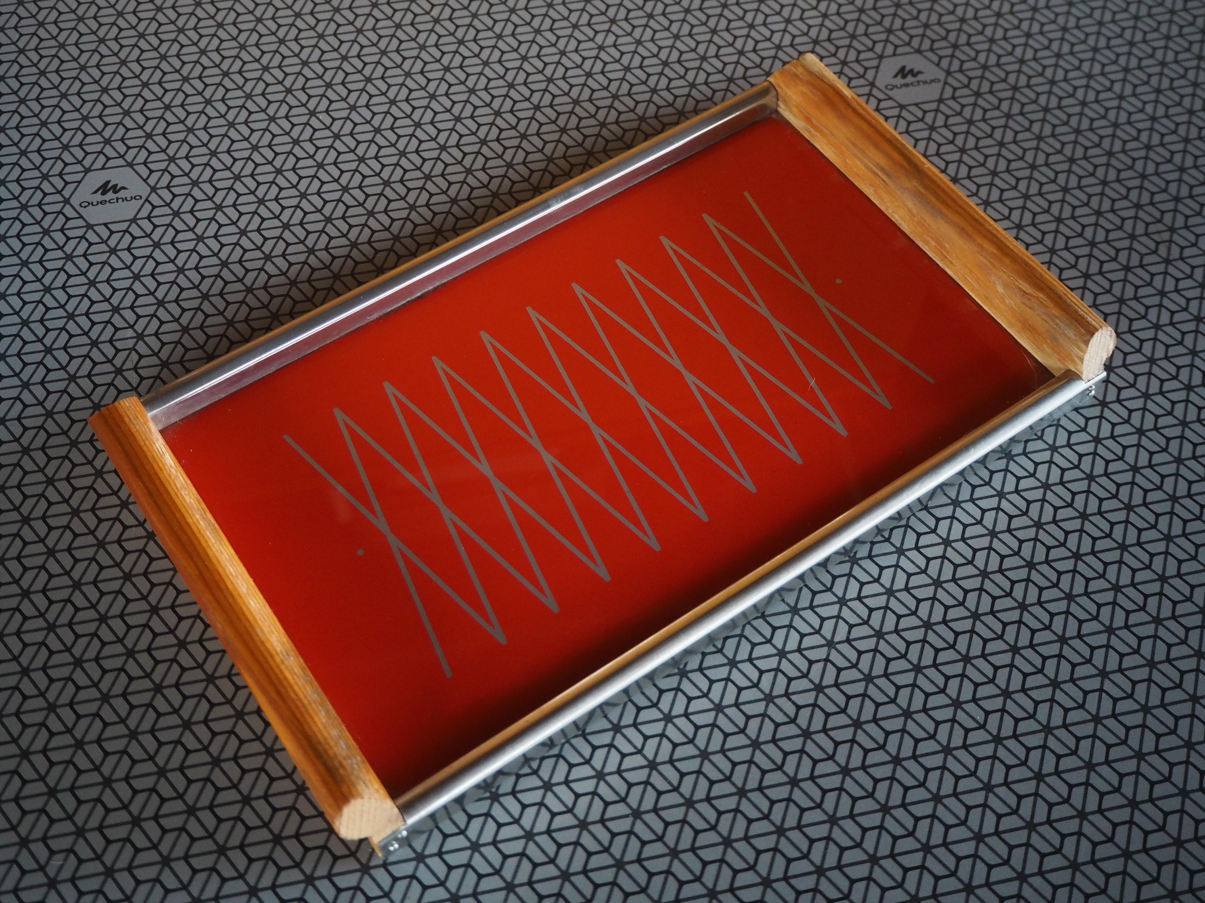 Good Original Condition
Made from Wood, Glass and Chrome

