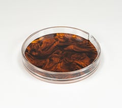 Midcentury Serving Tray Faux Tortoiseshell Christian Dior Style, Italy 1970s