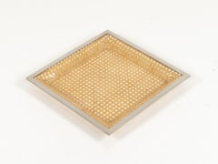 Midcentury Serving Tray Lucite, Rattan and Chrome Dior Home Style, Italy 1970s