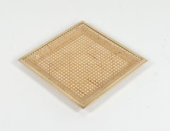 Midcentury Serving Tray Lucite, Rattan & Brass Dior Home Style, Italy 1970s