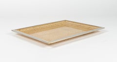Midcentury Serving Tray Lucite, Rattan & Chrome Dior Home Style, Italy 1970s