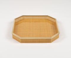 Midcentury Serviertablett Lucite, Weide & Messing Christian Dior Stil, Italien 1970er