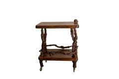 Midcentury Serving Trolley Table Vine Wood and Elm Bar Cart circa 1960